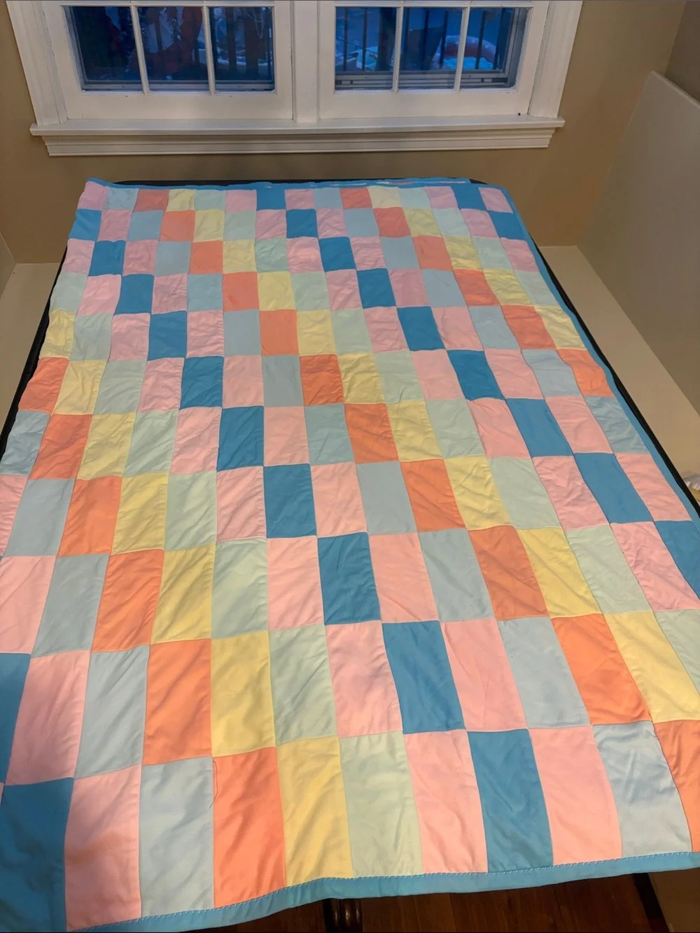 Vintage Handmade Pastel Patchwork Quilt